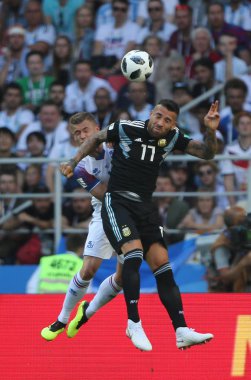 16.06.2018. Moskova, Rusya: Di Maria FIFA Dünya Kupası Rusya 2018, D grubu, futbol maç sırasında eylem maç arasında Arjantin v İzlanda Moscow Spartak stadyumu.