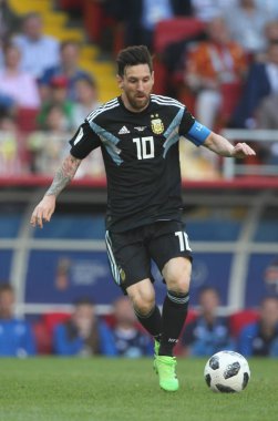 16.06.2018. Moskova, Rusya: Messi eylem sırasında maç FIFA Dünya Kupası Rusya 2018, D grubu, futbol maç arasında Arjantin v İzlanda Moscow Spartak stadyumu.