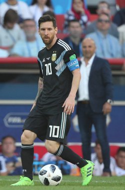 16.06.2018. Moskova, Rusya: Messi eylem sırasında maç FIFA Dünya Kupası Rusya 2018, D grubu, futbol maç arasında Arjantin v İzlanda Moscow Spartak stadyumu.