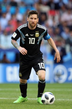 16.06.2018. Moskova, Rusya: Lionel Messi FIFA Dünya Kupası Rusya 2018, D grubu, futbol maç sırasında eylem maç arasında Arjantin v İzlanda Moscow Spartak stadyumu.