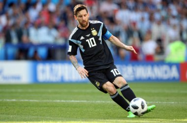 16.06.2018. Moskova, Rusya: Lionel Messi FIFA Dünya Kupası Rusya 2018, D grubu, futbol maç sırasında eylem maç arasında Arjantin v İzlanda Moscow Spartak stadyumu.
