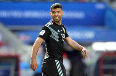 16.06.2018. Moskova, Rusya: Aguero eylem sırasında maç FIFA Dünya Kupası Rusya 2018, D grubu, futbol maç arasında Arjantin v İzlanda Moscow Spartak stadyumu.
