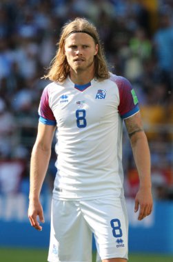 16.06.2018. Moskova, Rusça: Bjarnson maç FIFA Dünya Kupası Rusya 2018, D grubu, futbol sırasında eylem maç arasında Arjantin v İzlanda Moscow Spartak stadyumu.
