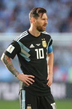 16.06.2018. Moskova, Rusya: Lionel Messi FIFA Dünya Kupası Rusya 2018, D grubu, futbol maç sırasında eylem maç arasında Arjantin v İzlanda Moscow Spartak stadyumu.