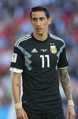 16.06.2018. Moskova, Rusya: Di Maria FIFA Dünya Kupası Rusya 2018, D grubu, futbol maç sırasında eylem maç arasında Arjantin v İzlanda Moscow Spartak stadyumu.