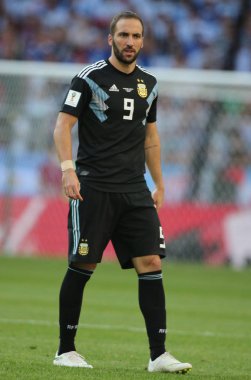 16.06.2018. Moskova, Rusya: Higuain eylem sırasında maç FIFA Dünya Kupası Rusya 2018, D grubu, futbol maç arasında Arjantin v İzlanda Moscow Spartak stadyumu.