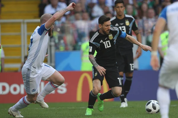 2018 Moscú Rusia Leonardo Messi Acción Durante Partido Copa Mundial — Foto de Stock