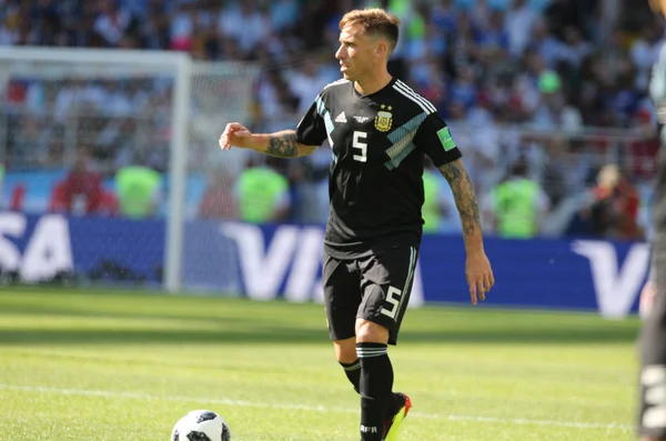 16.06.2018. Moskova, Rusya: Lucas Biglia FIFA Dünya Kupası Rusya 2018, D grubu, futbol maç sırasında eylem maç arasında Arjantin v İzlanda Moscow Spartak stadyumu.