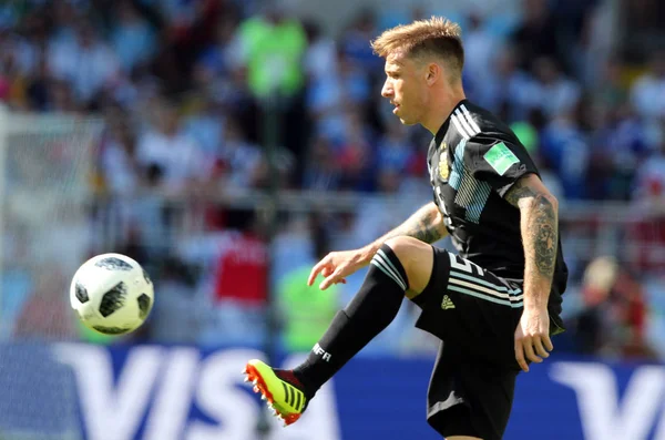 2018 Moscou Rússia Lucas Biglia Ação Durante Jogo Fifa World — Fotografia de Stock