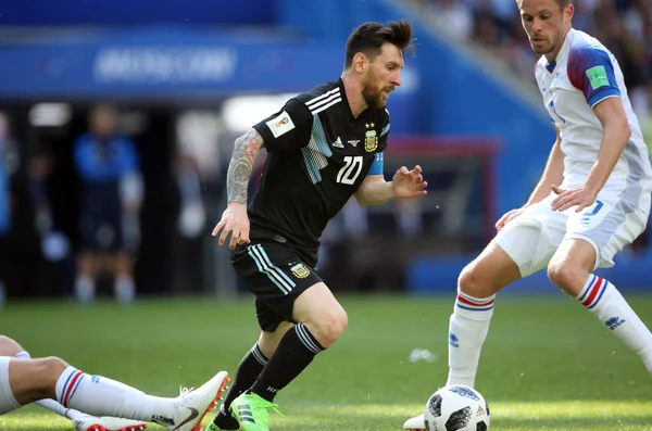 2018 Moscou Rússia Messi Ação Durante Jogo Copa Mundo Fifa — Fotografia de Stock