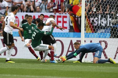 17.06.2018. Moskova, Rusya: Manuele Neuer eylem sırasında FIFA Dünya Kupası Rusya 2018, F Grubu, futbol maç arasında Almanya v Meksika Moskova'da Lujniki Stadyumu.