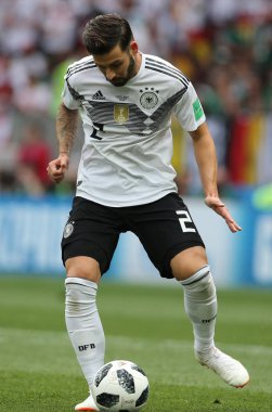 17.06.2018. Moskova, Rusça: Plattenhardt eylem sırasında FIFA Dünya Kupası Rusya 2018, F Grubu, futbol maç arasında Almanya v Meksika Moskova'da Lujniki Stadyumu.