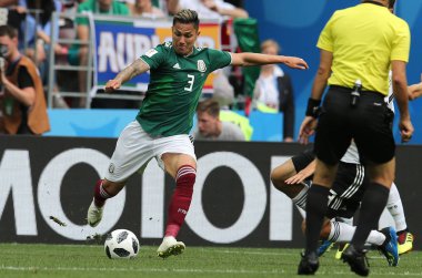 17.06.2018. Moskova, Rusya: Salcedo, futbol FIFA Dünya Kupası Rusya 2018, F Grubu sırasında eylem maç arasında Almanya v Meksika Moskova'da Lujniki Stadyumu.