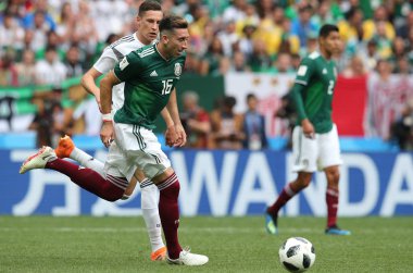 17.06.2018. Moskova, Rusya: Herrera, futbol FIFA Dünya Kupası Rusya 2018, F Grubu sırasında eylem maç arasında Almanya v Meksika Moskova'da Lujniki Stadyumu.