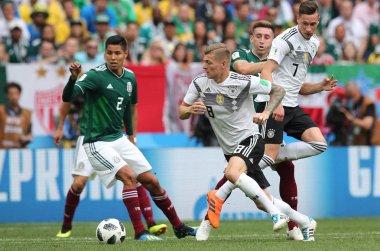 17.06.2018. Moskova, Rusya: FIFA Dünya Kupası Rusya 2018, F Grubu, futbol sırasında eylem Kroos Almanya v Meksika Moskova'da Lujniki Stadyumu arasında eşleme.