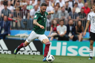 17.06.2018. Moskova, Rusça: Draxler eylem sırasında FIFA Dünya Kupası Rusya 2018, F Grubu, futbol maç arasında Almanya v Meksika Moskova'da Lujniki Stadyumu.