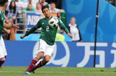 17.06.2018. Moskova, Rusya: Ayala, futbol FIFA Dünya Kupası Rusya 2018, F Grubu sırasında eylem maç arasında Almanya v Meksika Moskova'da Lujniki Stadyumu.