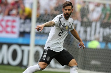 17.06.2018. Moskova, Rusça: Platthenhardt eylem sırasında FIFA Dünya Kupası Rusya 2018, F Grubu, futbol maç arasında Almanya v Meksika Moskova'da Lujniki Stadyumu.