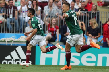 17.06.2018. Moskova, Rusya: Lozano puan edinildi gol Almanya v Meksika Moskova'da Lujniki Stadyumu FIFA Dünya Kupası Rusya 2018, F Grubu, futbol maçı sırasında.