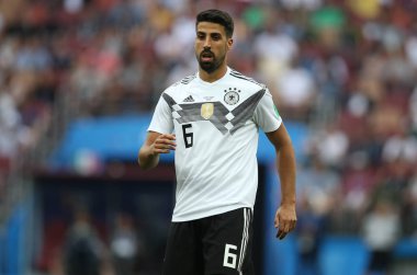 17.06.2018. Moskova, Rusya: Khedira eylem sırasında FIFA Dünya Kupası Rusya 2018, F Grubu, futbol maç arasında Almanya v Meksika Moskova'da Lujniki Stadyumu.
