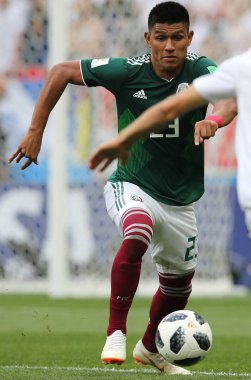 17.06.2018. Moskova, Rusya: Gallardo, futbol FIFA Dünya Kupası Rusya 2018, F Grubu sırasında eylem maç arasında Almanya v Meksika Moskova'da Lujniki Stadyumu.