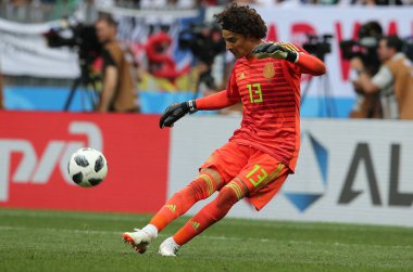 17.06.2018. Moskova, Rusya: Ochoa, futbol FIFA Dünya Kupası Rusya 2018, F Grubu sırasında eylem maç arasında Almanya v Meksika Moskova'da Lujniki Stadyumu.