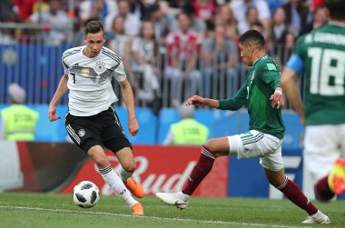 17.06.2018. Moskova, Rusça: Draxler eylem sırasında FIFA Dünya Kupası Rusya 2018, F Grubu, futbol maç arasında Almanya v Meksika Moskova'da Lujniki Stadyumu.