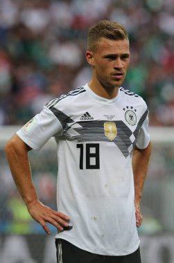 17.06.2018. Moskova, Rusça: Kimmich eylem sırasında FIFA Dünya Kupası Rusya 2018, F Grubu, futbol maç arasında Almanya v Meksika Moskova'da Lujniki Stadyumu.