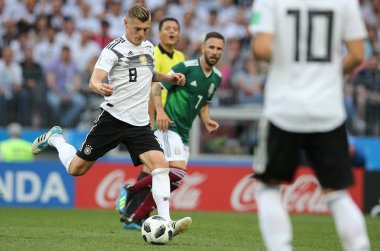17.06.2018. Moskova, Rusya: FIFA Dünya Kupası Rusya 2018, F Grubu, futbol sırasında eylem Kroos Almanya v Meksika Moskova'da Lujniki Stadyumu arasında eşleme.