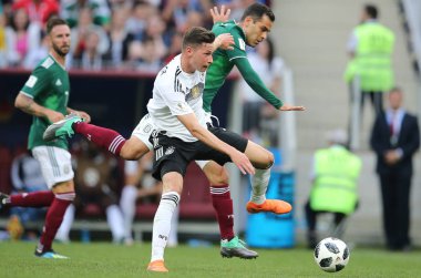 17.06.2018. Moskova, Rusça: Draxler eylem sırasında FIFA Dünya Kupası Rusya 2018, F Grubu, futbol maç arasında Almanya v Meksika Moskova'da Lujniki Stadyumu.