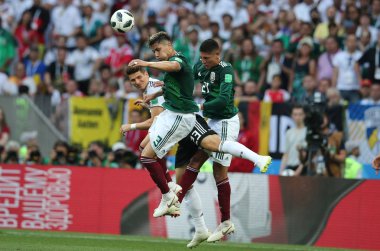 17.06.2018. Moskova, Rusya: Salcedo, futbol FIFA Dünya Kupası Rusya 2018, F Grubu sırasında eylem maç arasında Almanya v Meksika Moskova'da Lujniki Stadyumu.