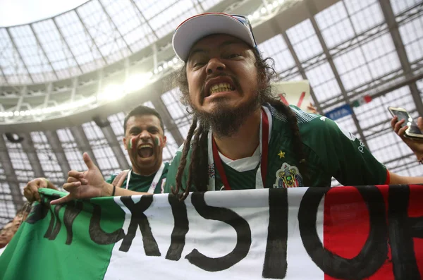 2018 Moskou Russisch Duitse Mexicaanse Fans Tribunes Fifa World Cup — Stockfoto