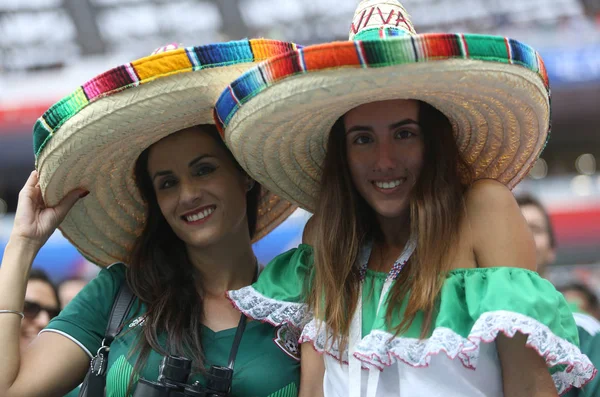 2018 Moskou Russisch Duitse Mexicaanse Fans Tribunes Fifa World Cup — Stockfoto