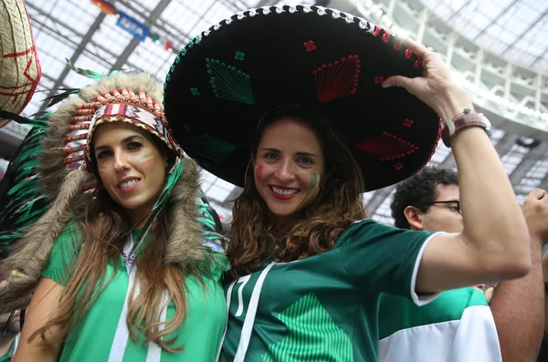 2018 Moscou Rússia Torcedores Mexicanos Antes Copa Mundo Fifa Rússia — Fotografia de Stock