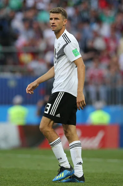 17.06.2018. Moskova, Rusya: Mueller, futbol FIFA Dünya Kupası Rusya 2018, F Grubu sırasında eylem maç arasında Almanya v Meksika Moskova'da Lujniki Stadyumu.