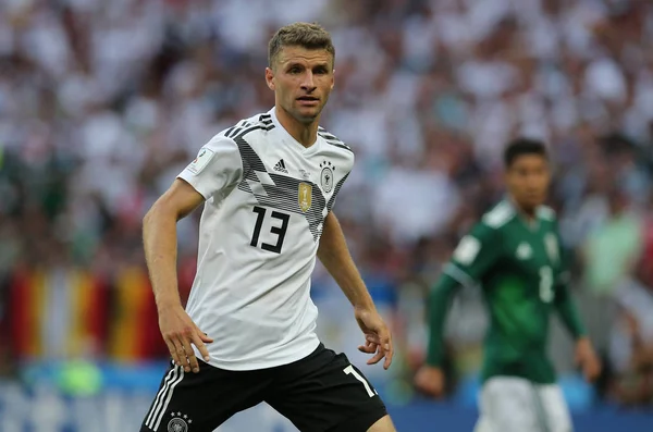 17.06.2018. Moskova, Rusya: Mueller, futbol FIFA Dünya Kupası Rusya 2018, F Grubu sırasında eylem maç arasında Almanya v Meksika Moskova'da Lujniki Stadyumu.