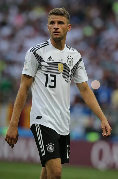 17.06.2018. Moskova, Rusya: Mueller, futbol FIFA Dünya Kupası Rusya 2018, F Grubu sırasında eylem maç arasında Almanya v Meksika Moskova'da Lujniki Stadyumu.