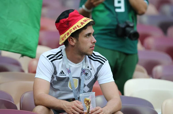 17.06.2018. Moskova, Rusya: Almanya hayranları FIFA Dünya Kupası Rusya 2018, F Grubu, futbol sonunda hayal kırıklığına Almanya v Meksika Moskova'da Lujniki Stadyumu arasında eşleme.