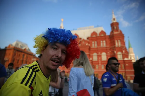 2018 モスクワ ロシア語 ファンのコロンビア メキシコ ポーランド ダンスと Fifa ワールド カップ — ストック写真