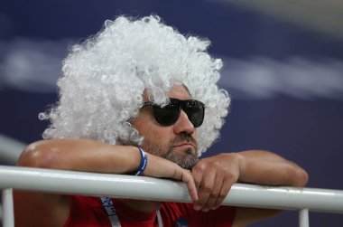 Moskova, Rusya - 19th Haziran 2018: Polonya vs Senegal Spartak Stadium Moskova arasındaki FIFA Dünya Kupası Rusya 2018, H Grubu, futbol maçını maçın sonunda hayal kırıklığına Polonya Fan