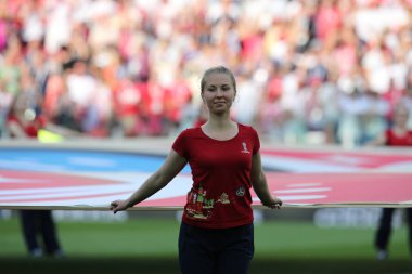 Moskova, Rusya - 19th Haziran 2018: FIFA Dünya Kupası Rusya 2018, H Grubu, futbol tribünlerde Polonya ve Senegal taraftarlara Polonya vs Senegal Moscow Spartak Stadyumu arasında eşleme.