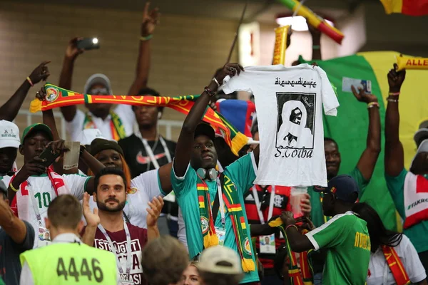 Moskova, Rusya - 19th Haziran 2018: FIFA Dünya Kupası Rusya 2018, H Grubu, futbol tribünlerde Polonya ve Senegal taraftarlara Polonya vs Senegal Moscow Spartak Stadyumu arasında eşleme.