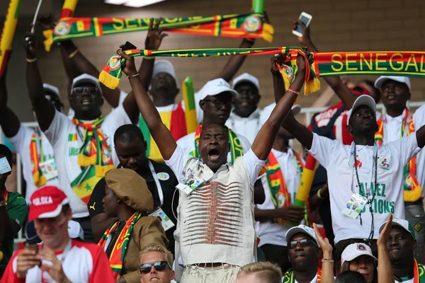 Moskva Ryska Juni 2018 Polen Och Senegal Fans Läktarna Fifa — Stockfoto