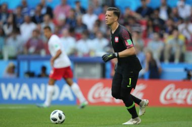 Moskova, Rusya - 19th Haziran 2018: Wojciech Szczesny eylem sırasında FIFA Dünya Kupası Rusya 2018, H Grubu, futbol maç Polonya vs Senegal Spartak Stadium Moskova arasında