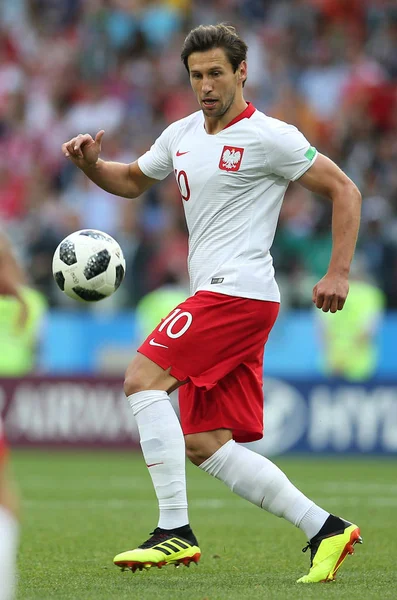 Moskova, Rusya - 19th Haziran 2018: Grzegorz Krychowiak eylem sırasında FIFA Dünya Kupası Rusya 2018, H Grubu, futbol maç Polonya vs Senegal Spartak Stadium Moskova arasında