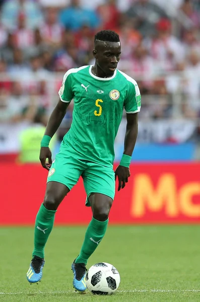 Moskova, Rusya - 19th Haziran 2018: Idrissa Gueye eylem sırasında FIFA Dünya Kupası Rusya 2018, H Grubu, futbol maç Polonya vs Senegal Spartak Stadium Moskova arasında.