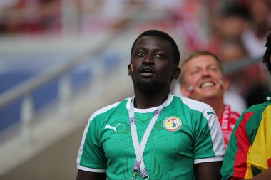 Moskova, Rusya - 19th Haziran 2018: Senegal takım eylem sırasında FIFA Dünya Kupası Rusya 2018, H Grubu, futbol maç Polonya vs Senegal Spartak Stadium Moskova arasında