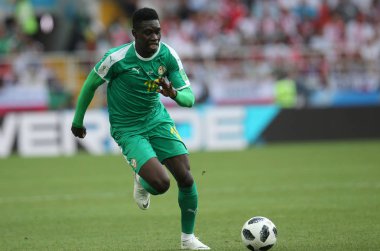 Moskova, Rusya - 19th Haziran 2018: Ismaila Sarr eylem sırasında FIFA Dünya Kupası Rusya 2018, H Grubu, futbol maç Polonya vs Senegal Spartak Stadium Moskova arasında