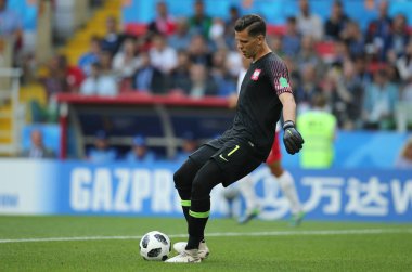 Moskova, Rusya - 19th Haziran 2018: Wojciech Szczesny eylem sırasında FIFA Dünya Kupası Rusya 2018, H Grubu, futbol maç Polonya vs Senegal Spartak Stadium Moskova arasında