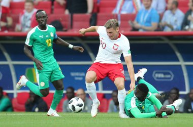 Moskova, Rusya - 19th Haziran 2018: Lukasz Piszczek eylem sırasında FIFA Dünya Kupası Rusya 2018, H Grubu, futbol maç Polonya vs Senegal Spartak Stadium Moskova arasında
